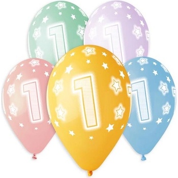 Paper Design Nafukovací balónky číslo 1 mix barev 13"