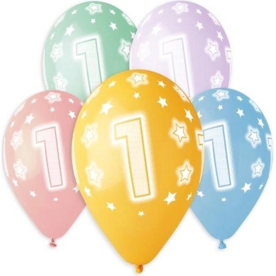Paper Design Nafukovací balónky číslo 1 mix barev 13"