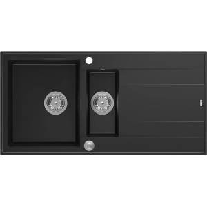 Quadron Unique Evan 156 вградена композитна мивка, черна - неръждаема стомана 100x50 см (HQE510050U7_BLM_P2O) Мивка за вграждане