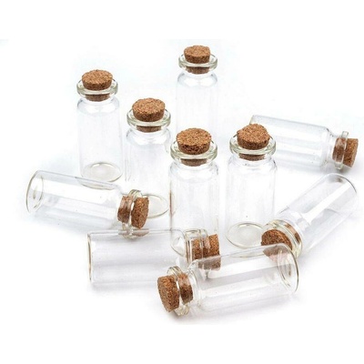 Skleněná lahvička s korkem 20x50 mm transparent 5 lahv.