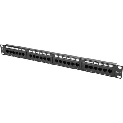 Lanberg Пач панел, Lanberg patch panel 24 port 1U CAT. 6, black (PPU6-1024-B)