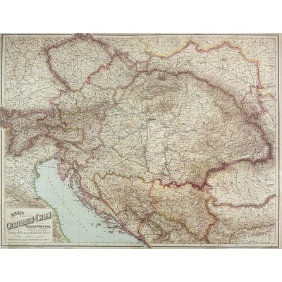 Rakousko-Uhersko - nástěnná mapa 88 x 70 cm, lamino + lišty