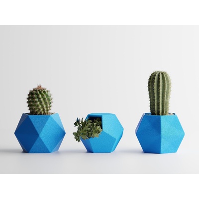 Комплект 3 броя кашпи Atina син