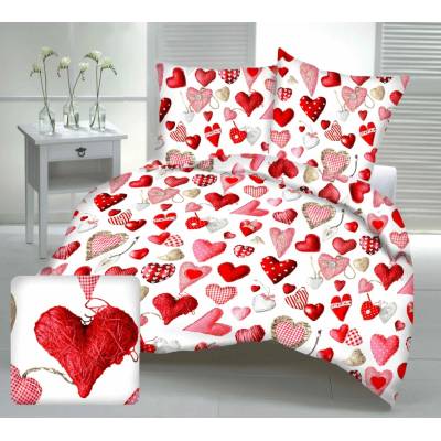 TiaHome Obliečky bavlna Deluxe 3D Láska biela 70x90 140x200