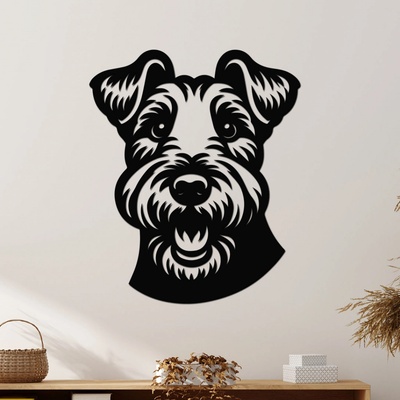 dřevo života Dřevěná dekorace psa Welsh Terrier Rozměry (cm): 50x60, Zvolte barvu dekoru: Černá