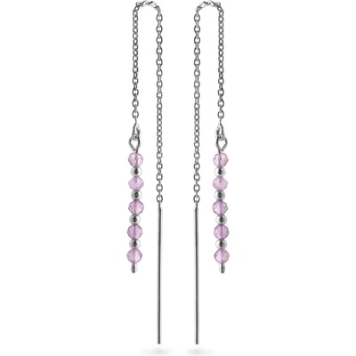 AGAIN Jewelry Stříbrné řetízkové náušnice s ametystem AJKNS004