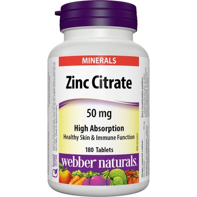 Webber Naturals Zinc Citrate, 50 mg, 180 таблетки, Webber Naturals (5053 WN)