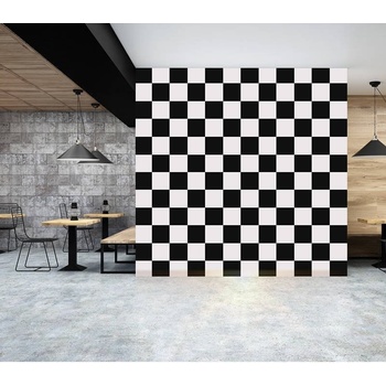 Postershop Vinylová omyvatelná tapeta černo bílé kostky - šachovnice rozměry 53x1000 cm