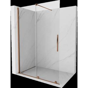 Mexen Velar плъзгаща се душ стена Walk-in 160 x 200 см, прозрачно 8 мм, розово злато (871-160-000-03-60)