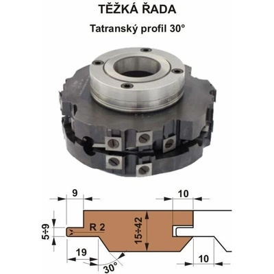 Sada fréz na pero a drážku s VBD 560 CF 180x40 / 4z - Tatranský profil 30° - TĚŽKÁ ŘADA