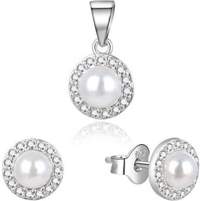 Beneto pôvabná strieborná súprava šperkov s pravými perlami AGSET270PL prívesok náušnice striebro