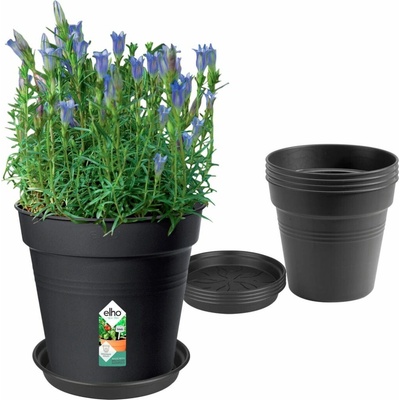 elho Kvetináč Green Basics Growpot Set, living black 5x kvetináč 17 cm + 5x podmiska - 1 sada