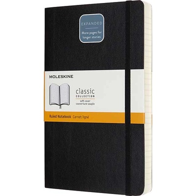Moleskine Zápisník Expanded A5 měkké desky linkovaný, černý 200 listů – Zboží Dáma