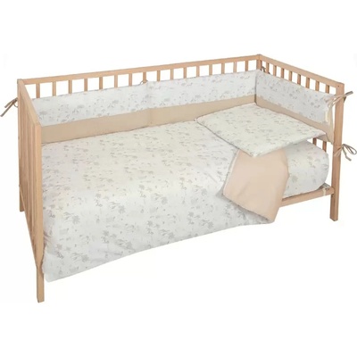 Bimbidreams Бебешки спален комплект с обиколник Bimbidreams - Noe, 3 части, White/Linen (8435629207578)