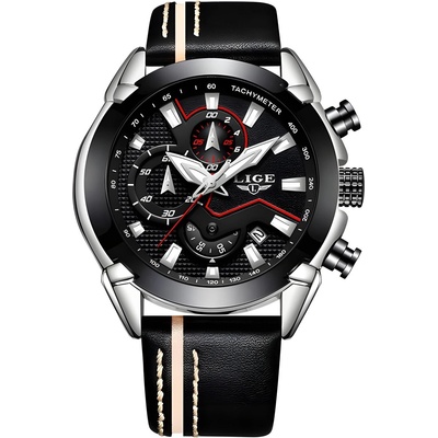 LIGE Часовник lige - Черен / Сребърен kp4047 (4047)