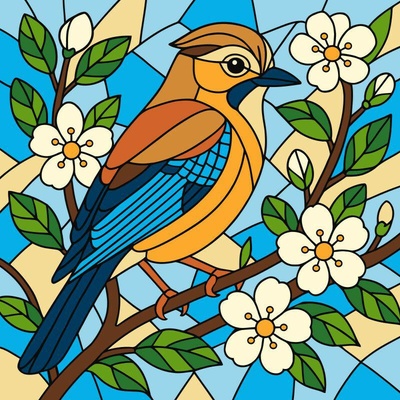 Ideyka Malování podle čísel Vitráž sojka 30 x 30 cm