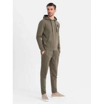 Ombre Clothing Мъжки суитшърт с качулка + долнище - маслинен Ombre Clothing | Zelen | МЪЖЕ | S