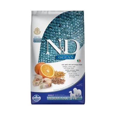 N&D dog Ocean LG Adult M/L treska & pomaranč 2,5 kg