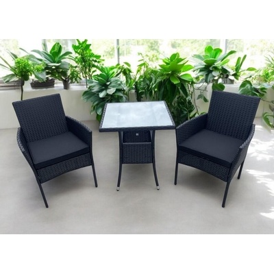 Casarredo Zahradní ratanový set MADEIRA 2 křesla + 1 stůl černá/šedá