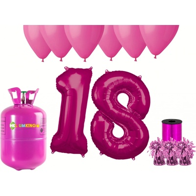 HeliumKing Helium párty set na 18. narozeniny s růžovými balónky