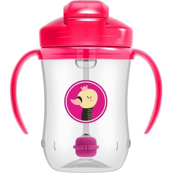 Dr.Brown´s hrneček s brčkem s držadlami růžový TC91101 270 ml