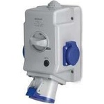 SCAME Промишлен комбиниран контакт 2P+Е 32A+2х шуко и ключ 0|I IP54 серия Optima Combi - 513.3253-2DFS (513.3253-2DFS)