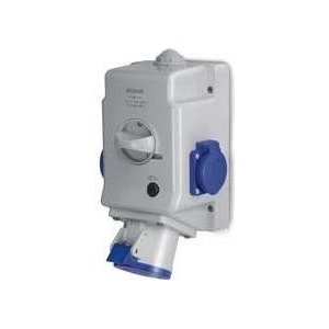 SCAME Промишлен комбиниран контакт 2P+Е 32A+2х шуко и ключ 0|I IP54 серия Optima Combi - 513.3253-2DFS (513.3253-2DFS)