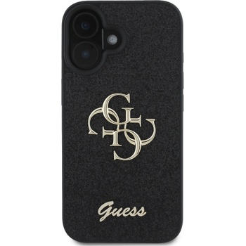 GUESS Калъф Guess - PU Fixed Glitter 4G Metal Logo, iPhone 16, черен (3666339328443)