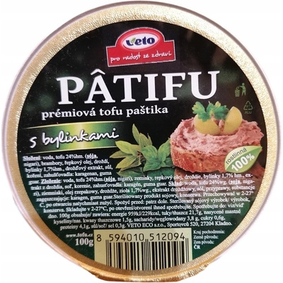 Veto Patifu Paštika tofu s bylinkami 100 g – Zboží Dáma