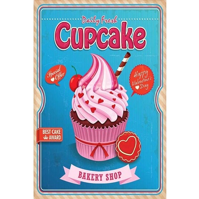 Ceduľa Cupcakes Bakery 30cm x 20cm Plechová tabuľa