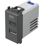 TEM Розетка 2хUSB за зареждане тип A+C 3A 15W 1M, цвят Антрацит, Modul - EM68AT (EM68AT)