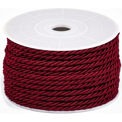 Textil Soldán Kroucená šňůra / provaz, vínová lesklá, průměr 6,5mm (šňůra na metry)
