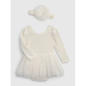 GAP Бебешко кадифено боди с пола GAP GAP | Byal | Момичешки | 74-80