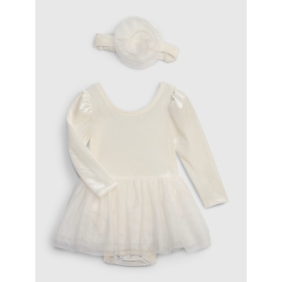 GAP Бебешко кадифено боди с пола GAP GAP | Byal | Момичешки | 74-80