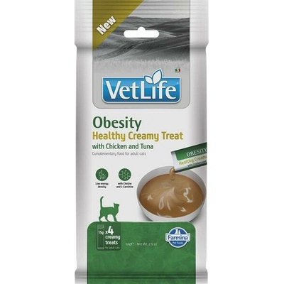 Farmina Creamy Vet Life Cat Obesity with Chicken & Tuna maškrta pre mačky 60 g