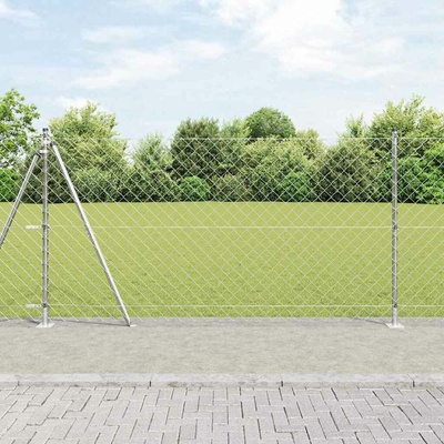 vidaXL Outdoor řetězový plot s betonovým základem 10 x 1,2 m Stříbrná