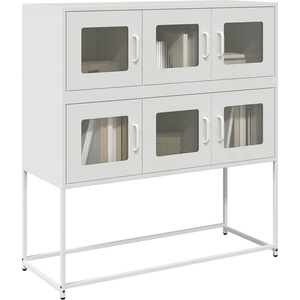 vidaXL Бюфет, бял, 100, 5x39x107 см, студеновалцувана стомана (853427)