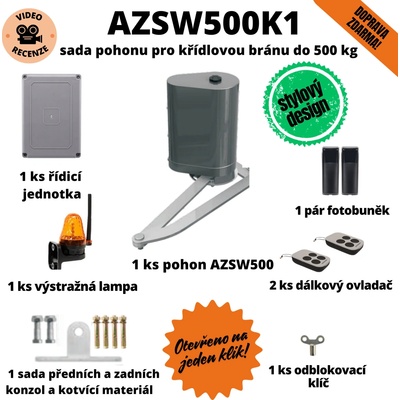 AZSW500K1 - sada pohonu pro jednokřídlou bránu do 250 kg s integrovaným mechanickým dorazem
