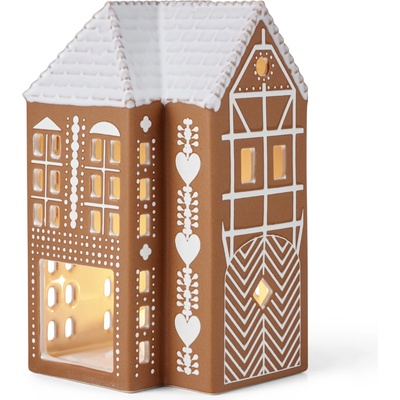 Kähler Свещник за чаена свещ GINGERBREAD LIGHTHOUSE 17 см, кафяв, керамика с глазура, Kähler (KAH693522)