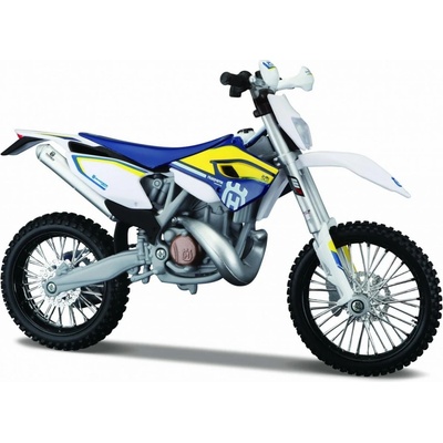 Maisto motorka na podstavci Husquarna FE 501 bílo modrá 1:12