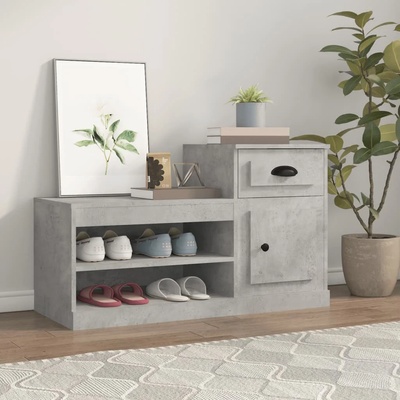 vidaXL Шкаф за обувки, бетонно сив, 100x42x60 см, инженерно дърво (816420)