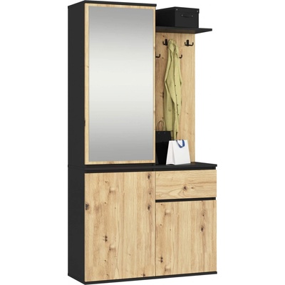 Ak furniture Předsíňová stěna Entro černá/dub artisan – Zboží Dáma