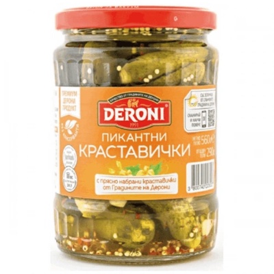 Краставички пикантни Дерони 560гр