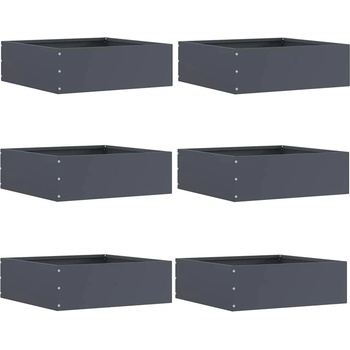 vidaXL Ограда за трева 6 pcs Антрацит 40 x 40 x 13 cm Стомана (874707)