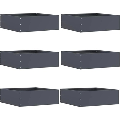 vidaXL Ограда за трева 6 pcs Антрацит 40 x 40 x 13 cm Стомана (874707)