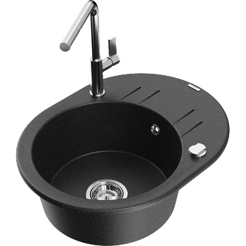 Mexen Kevin гранитна мивка с 1 отделение с отцедник и кухненски смесител (6517-73-670401-00)