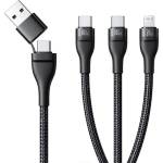 Baseus FLASH SERIES III кабел за данни 3в1 Type-C/USB - 2 Type-C/lightning, 150 см, ЧЕРЕН P10377501111-00 (P10377501111-00)