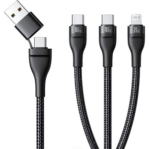 Baseus FLASH SERIES III кабел за данни 3в1 Type-C/USB - 2 Type-C/lightning, 150 см, ЧЕРЕН P10377501111-00 (P10377501111-00)
