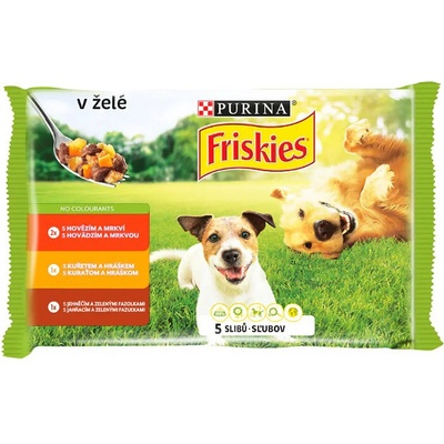 Friskies Dog Adult Multipack hovädzie kuracie jahňacie mäso v želé 4 x 85 g