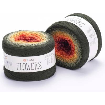 Yarn Art příze Flowers 302 bordó, žlutá, vojenská zelená
